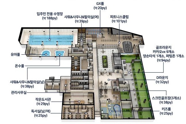 지하 1층 커뮤니티 시설 배치 안내